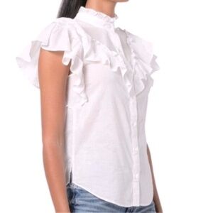 Veronica Beard Jaliyah Ruffled Cotton Button-Front Shirt